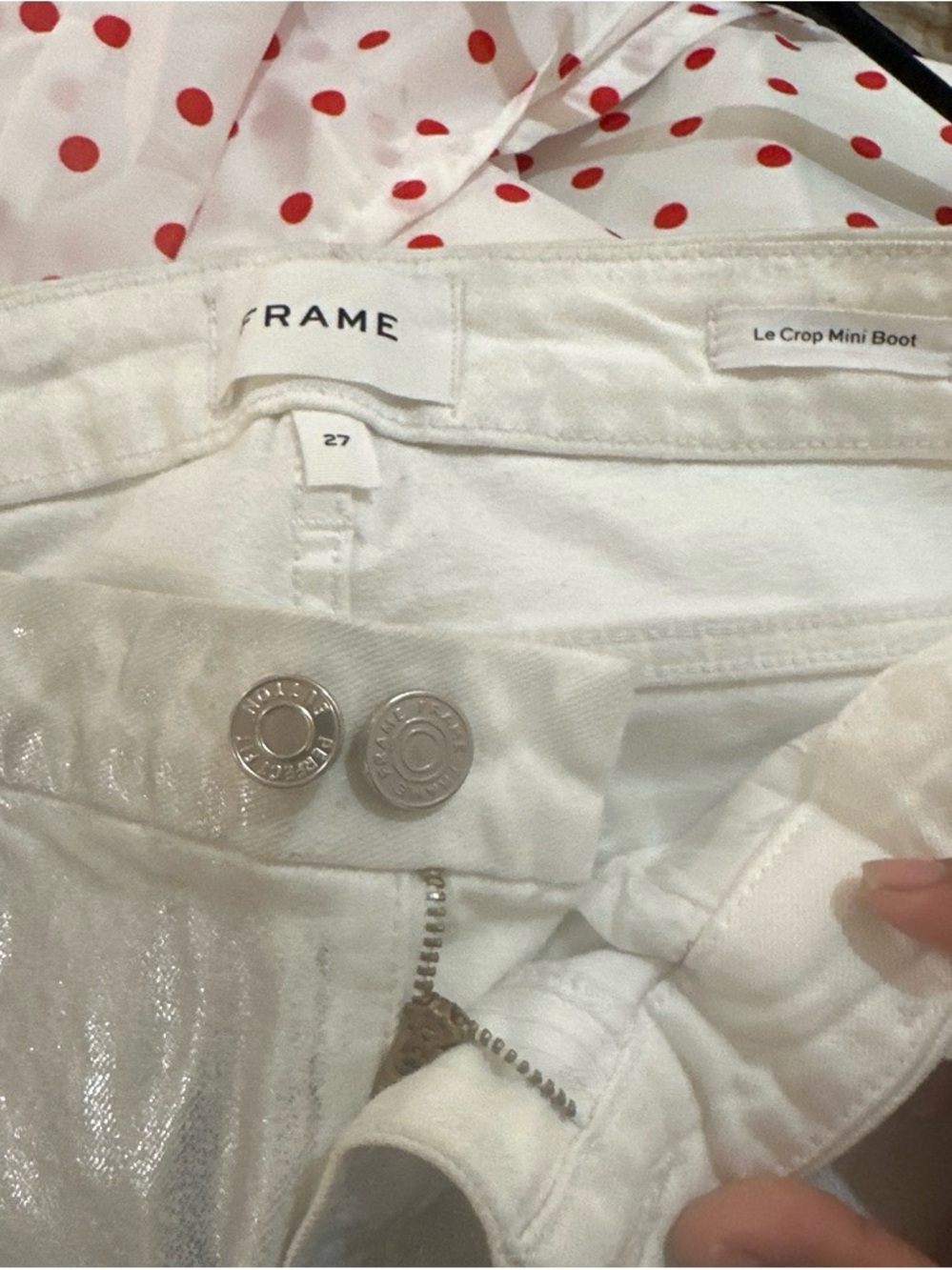 Frame Denim White Metallic Flared Crop Jeans - Picture 6 of 7